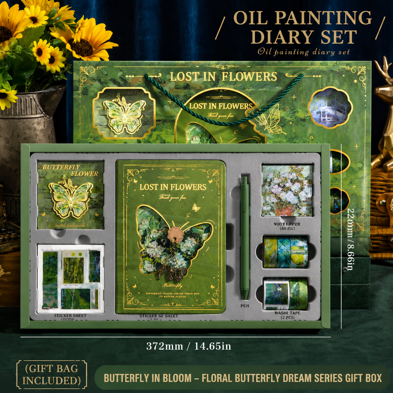 Vintage Oil Painting Style Notebook Set – Journal/Diary, Student Stationery, Gift for Back-to-School or Children's Day