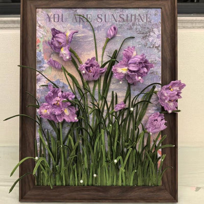 Bloom Your Own Memory – Handmade Iris Flower Frame Art | Creative Floral Home Decor & Meaningful Gift，16.54 × 11.69 inch