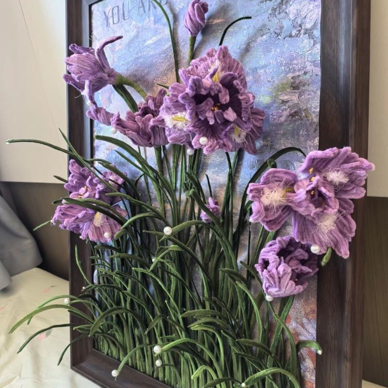 Bloom Your Own Memory – Handmade Iris Flower Frame Art | Creative Floral Home Decor & Meaningful Gift，16.54 × 11.69 inch