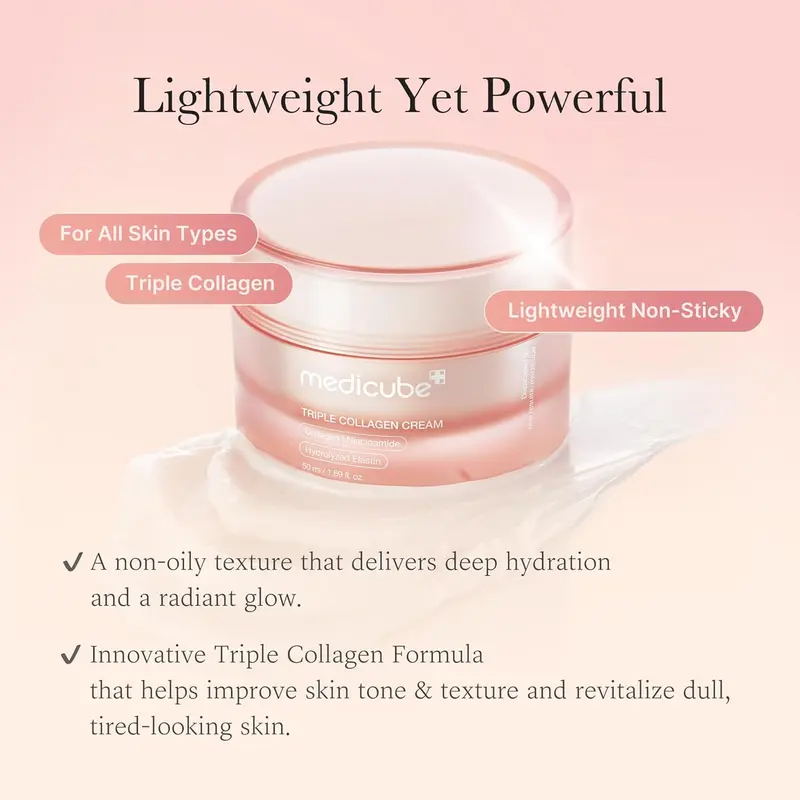 [medicube] Triple Collagen Cream (Collagen+Hyaluronic Acid+Niacinamide+Shea Butter) l Hydrating Moisturizer