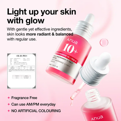 Dark Spot Correcting Serum : 10% Niacinamide+ 4% Tranexamic Acid 1.01 fl.oz. (30ml) ｜ Niacinamide Serum, PM Skincare product, Hyperpigmentation, Brightening