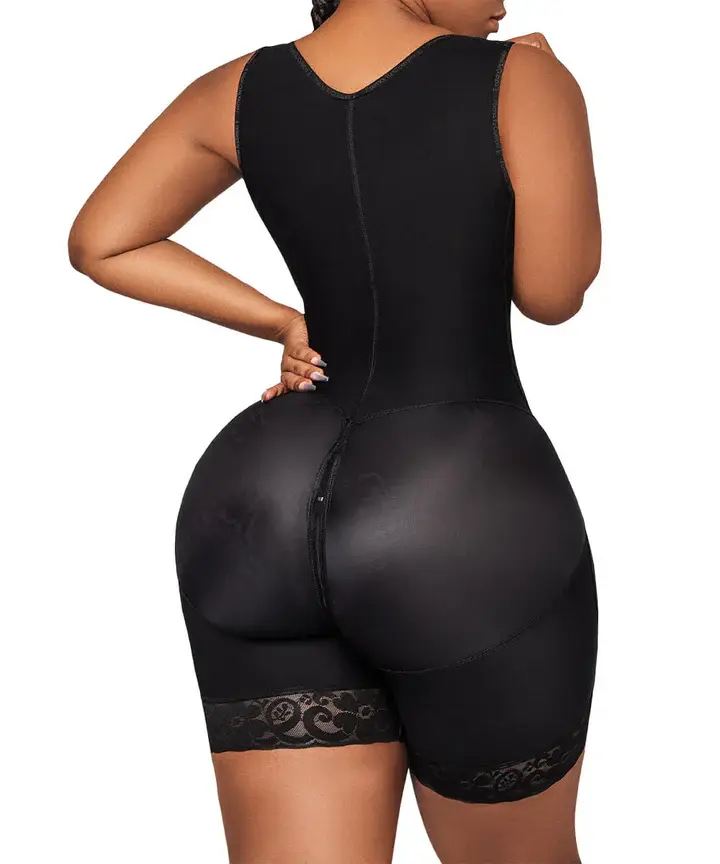 BBL Elegant Open Bust Mid Thigh Bodysuit, w/ Wide Straps, 3 Level Hook Compression, Multi Hip & Waist Size with Perineal Zipper (LUXBBL-013/LUXBBL-213)