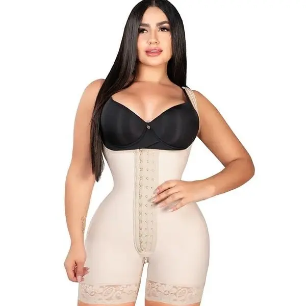 BBL Elegant Open Bust Mid Thigh Bodysuit, w/ Wide Straps, 3 Level Hook Compression, Multi Hip & Waist Size with Perineal Zipper (LUXBBL-013/LUXBBL-213)