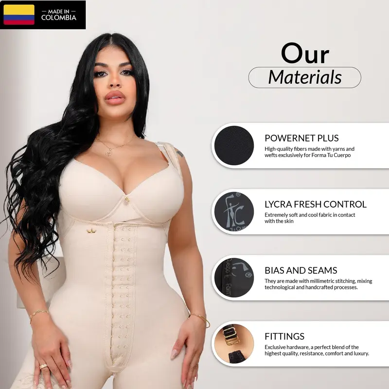 BBL Elegant Open Bust Mid Thigh Bodysuit, w/ Wide Straps, 3 Level Hook Compression, Multi Hip & Waist Size with Perineal Zipper (LUXBBL-013/LUXBBL-213)