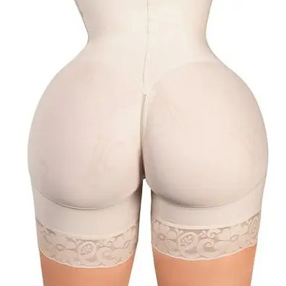 BBL Elegant Open Bust Mid Thigh Bodysuit, w/ Wide Straps, 3 Level Hook Compression, Multi Hip & Waist Size with Perineal Zipper (LUXBBL-013/LUXBBL-213)