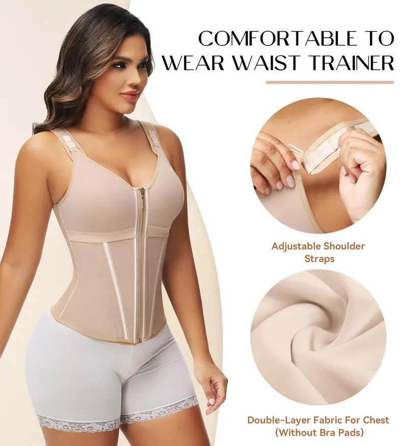 SHAPSHE Waist Shapewear Corset for Women Sport Workout Vest for Women Gym Zipper and Hooks