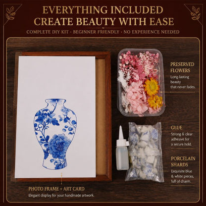 Eternal Bloom Porcelain Art DIY Kit | Handmade Dried Flower Vase Frame Craft