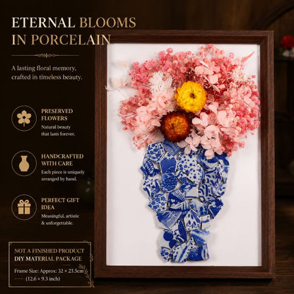 Eternal Bloom Porcelain Art DIY Kit | Handmade Dried Flower Vase Frame Craft