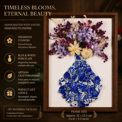 Eternal Bloom Porcelain Art DIY Kit | Handmade Dried Flower Vase Frame Craft