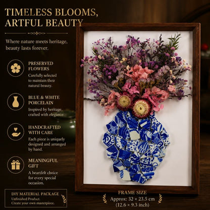 Eternal Bloom Porcelain Art DIY Kit | Handmade Dried Flower Vase Frame Craft
