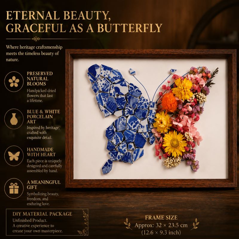 Eternal Bloom Porcelain Art DIY Kit | Handmade Dried Flower Vase Frame Craft