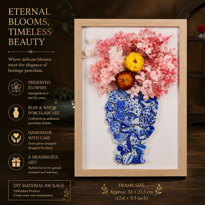 Eternal Bloom Porcelain Art DIY Kit | Handmade Dried Flower Vase Frame Craft