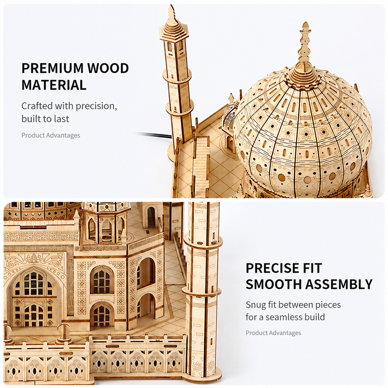 Taj Mahal Light-Up Castle 3D Puzzle – Educational DIY Creative Model & Decorative Ornament for Kids