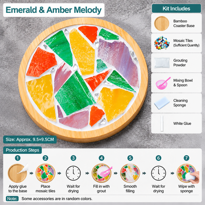DIY Mosaic Coaster Kit – Create Your Own Handmade Glass Tile Coaster | Creative Craft Gift for Adults & Beginners