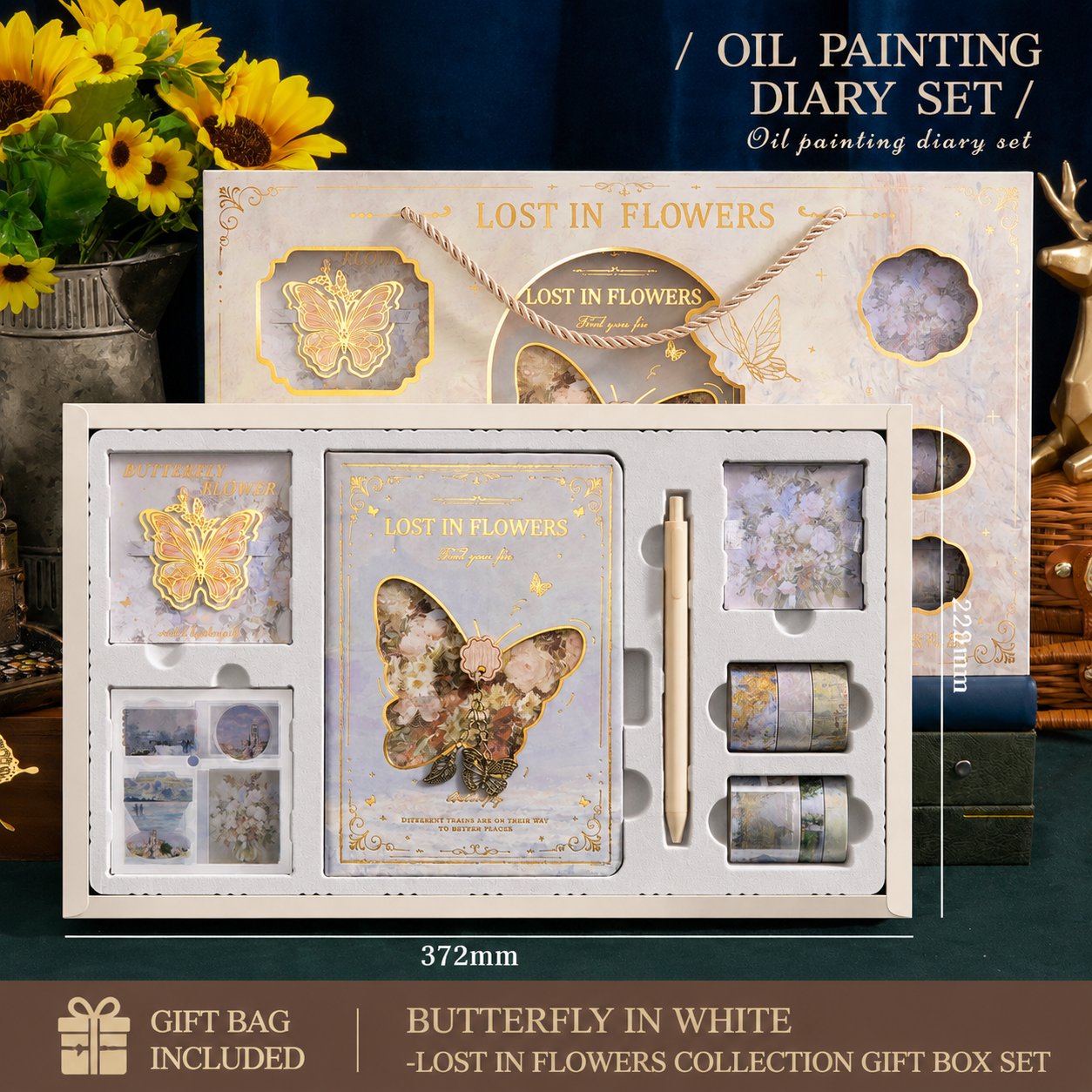 Vintage Oil Painting Style Notebook Set – Journal/Diary, Student Stationery, Gift for Back-to-School or Children's Day
