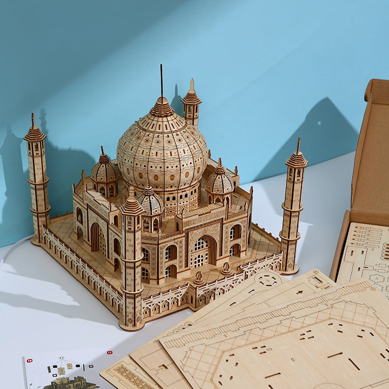 Taj Mahal Light-Up Castle 3D Puzzle – Educational DIY Creative Model & Decorative Ornament for Kids